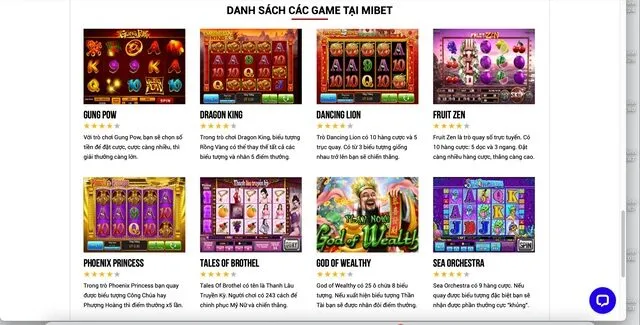 Danh mục trò chơi slot cực hấp dẫn với nhiều chủ đề được tìm thấy